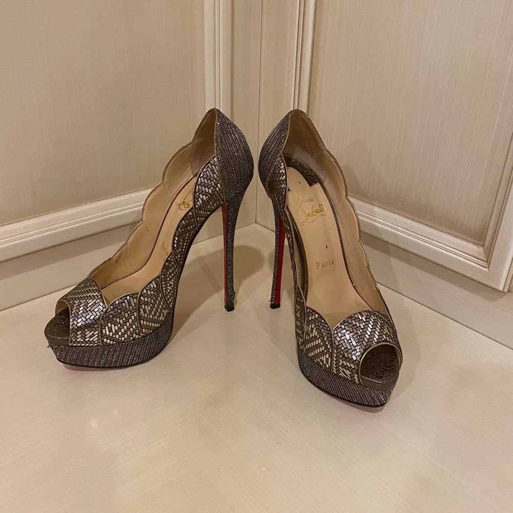 Louboutin classic silver heels